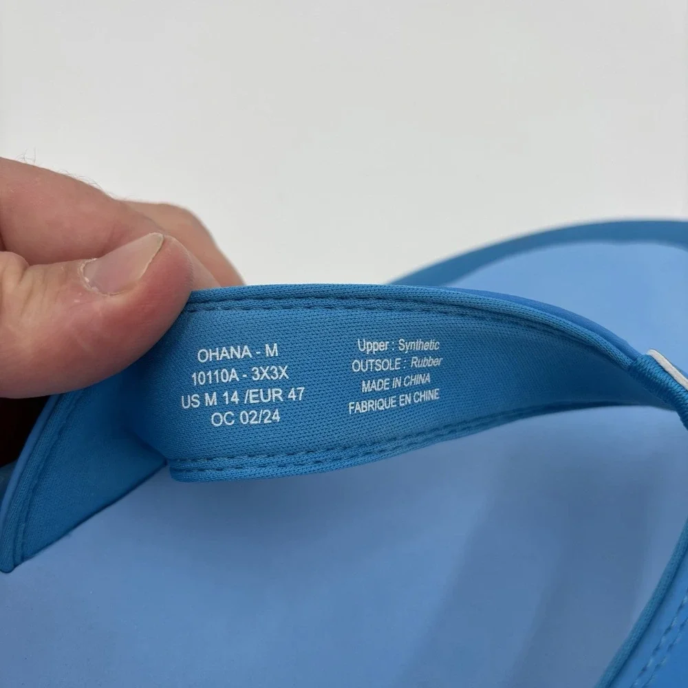 OluKai Ohana Sandals Blue Mens Size 14 Slip On Beach Vacation